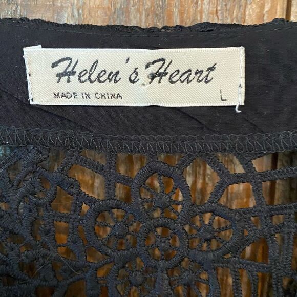 Helen’s Heart L Black Crochet Sheer Lace Flared Sleeve 1 Button Classic Jacket - Picture 6 of 8